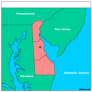 Delaware tussen Pennsylvania en New Jersey