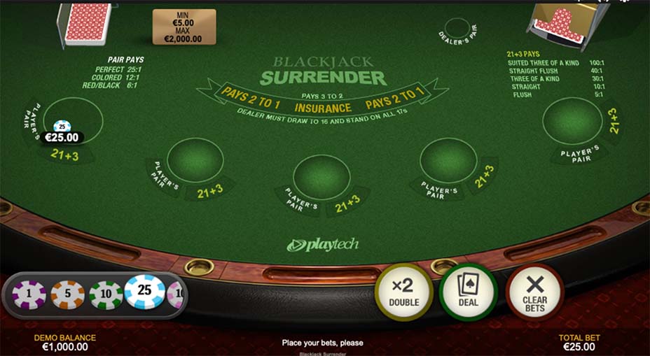 blackjack surrender Playtech spelen