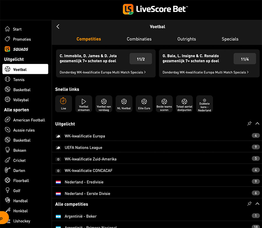 livescore bet sporten nederland