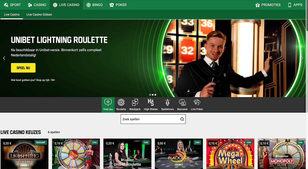 live casino Nederland unibet