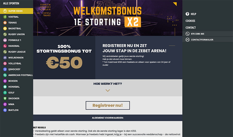 ZeBet bonussen Nederland welkomstbonus