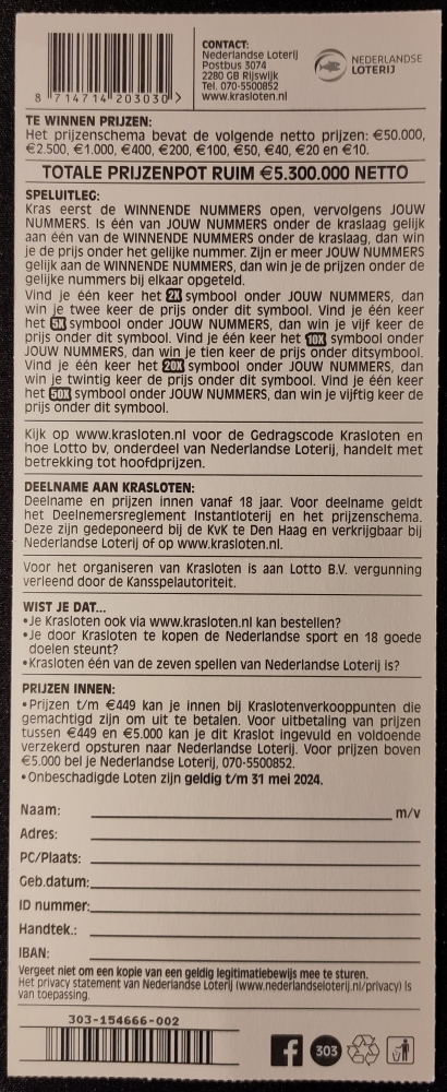 casino.nl kraslot review 50x cash achterkant 