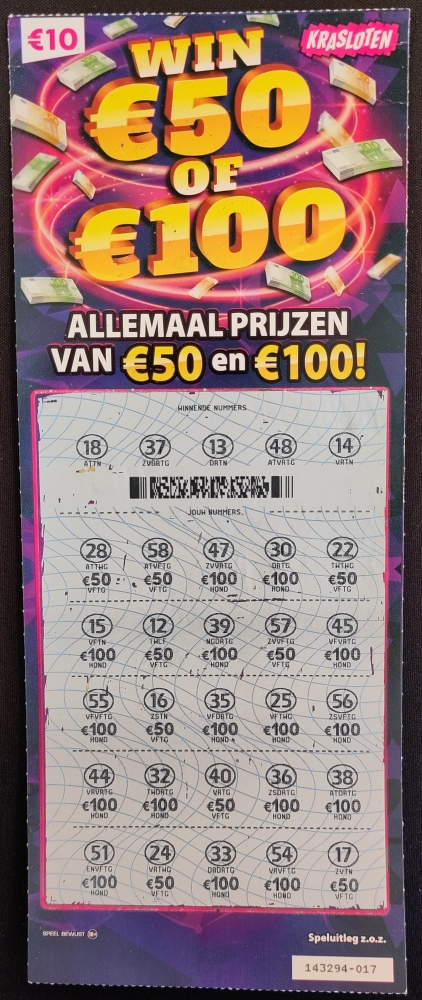 casino.nl kraslot review Win 50 of 100 euro  voorkant gekrast