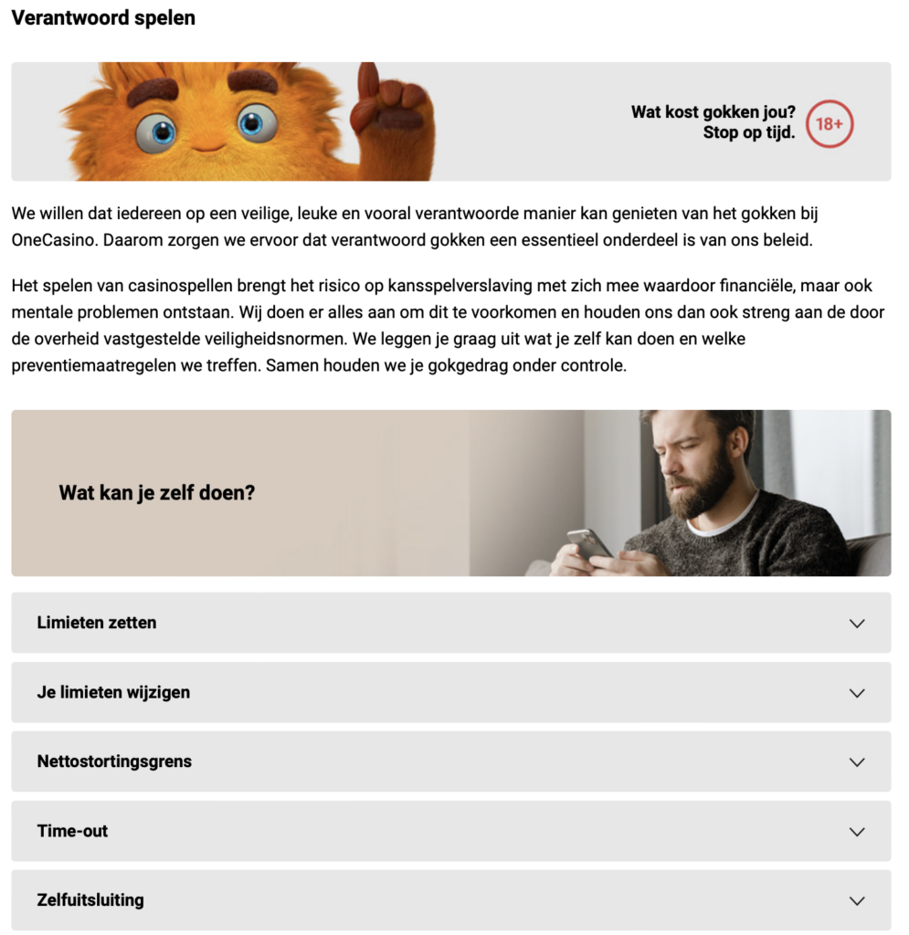 verantwoord spelen test bij one casino