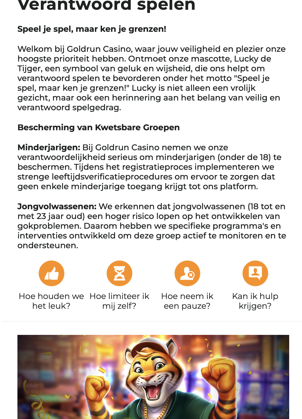 verantwoord spelen goldrun casino
