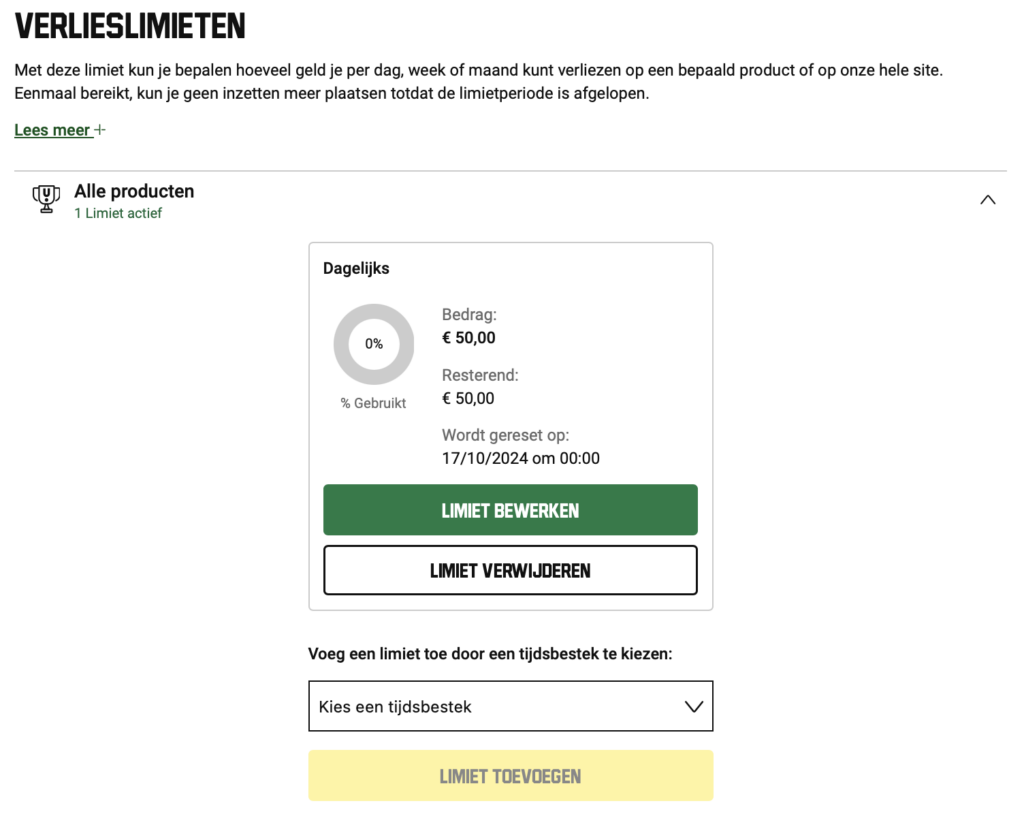 verlieslimiet Unibet